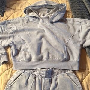 Cropped Hoodie and Wide Leg Joggers Set